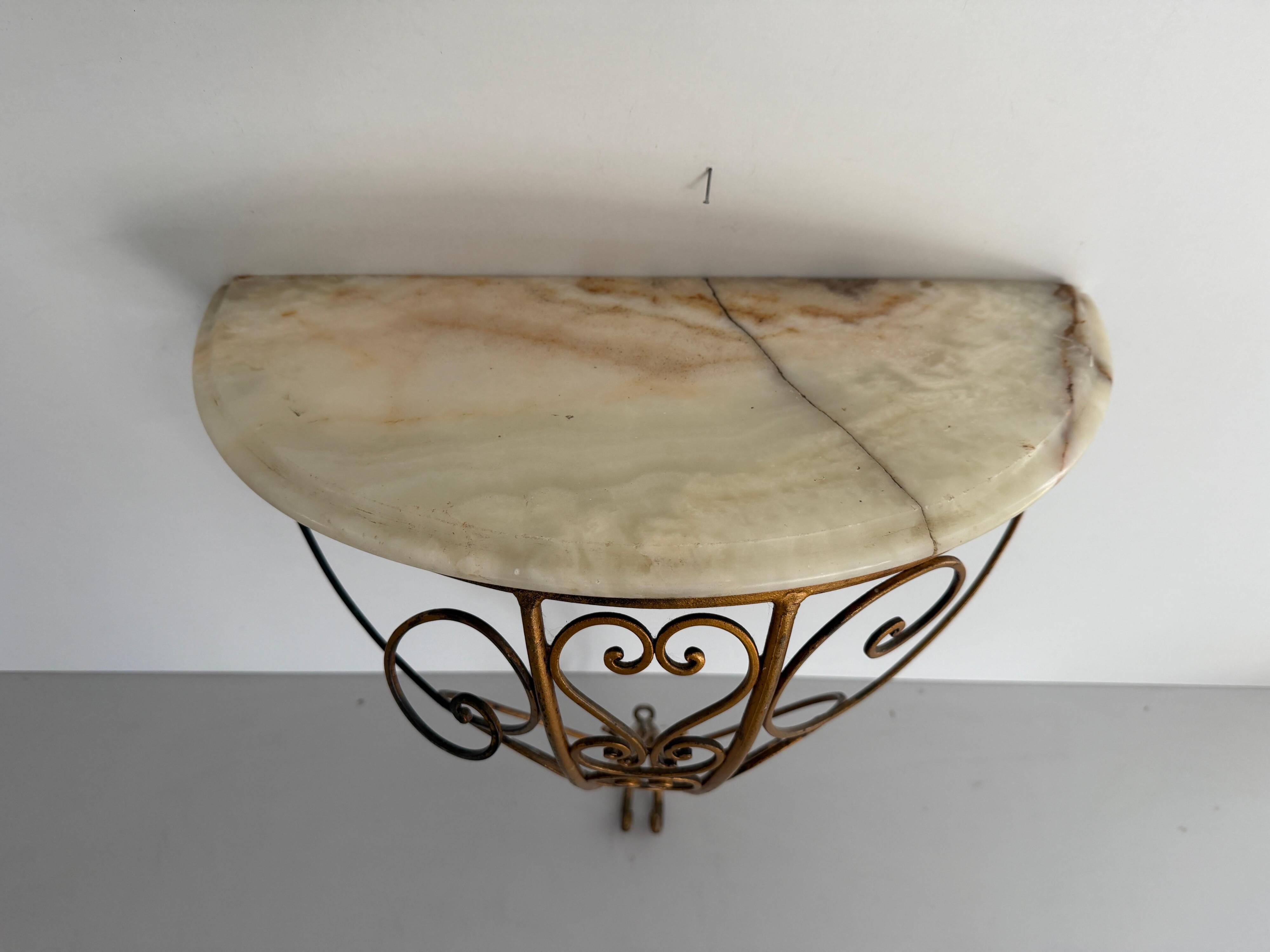 Mid-century floating wall console in wrought iron, 1950, Italy
