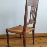 Armchair, low carved chair from the 19th century - decorated with wheat ears.