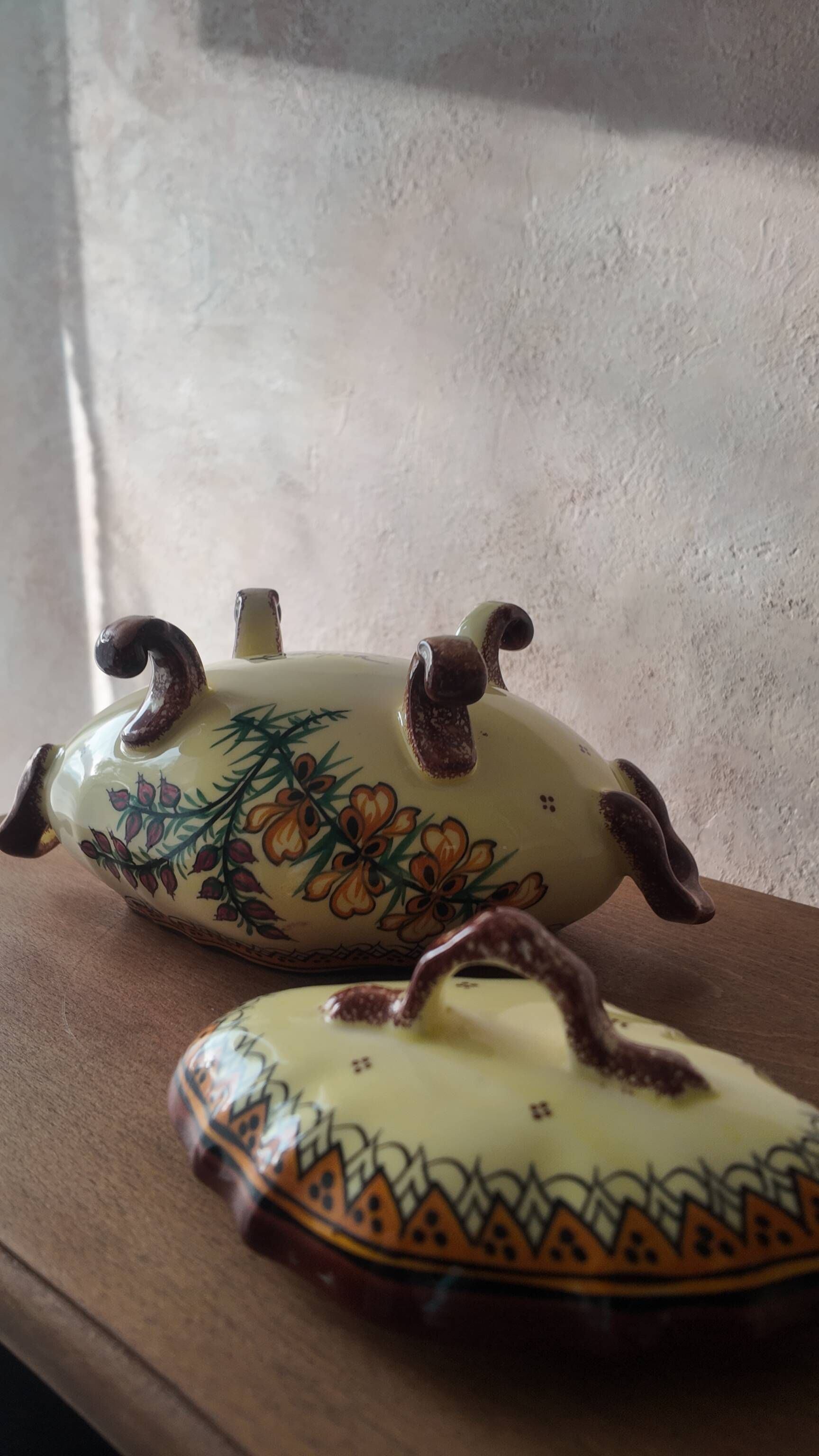Antique Henriot Quimper Soup Tureen in Faience