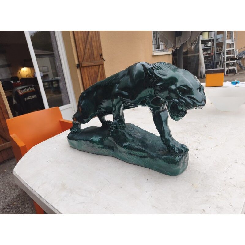 Plaster sculpture "panther" by Charles Valmont