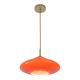 Vintage Orange Glass Pendant Light MCM Space Age Style Hanging Lamp 1970's