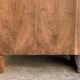 High Art Deco chest of drawers with moustache legs, raw walnut, 1930.