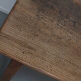 Grande table à manger rustique française du XIXe siècle en orme et chêne