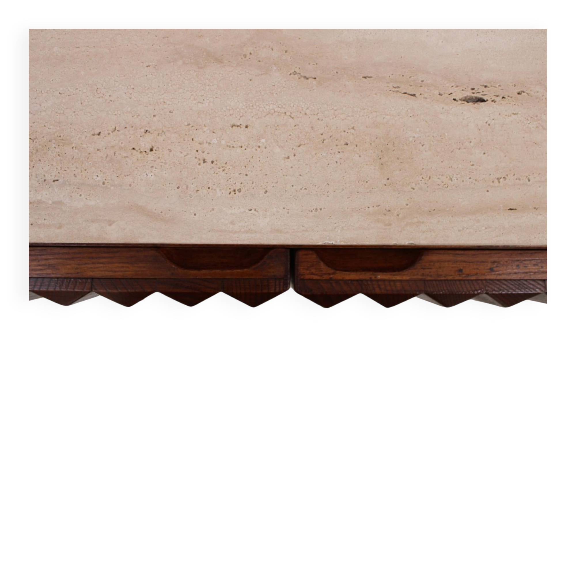 Contemporary Birch and Oak Sideboards with Travertine Top by LA Studio