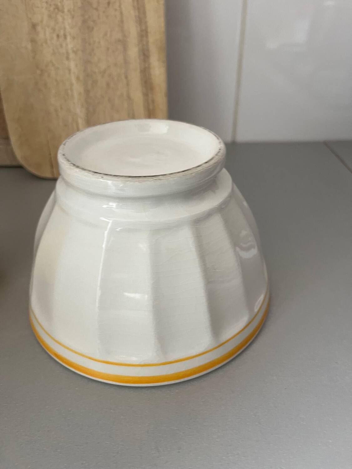 Antique faceted earthenware bowl