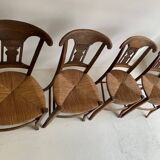 4 Chaises paillées anciennes
