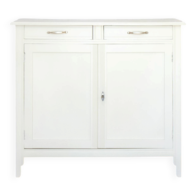 Buffet parisien bois blanc lin, 1950