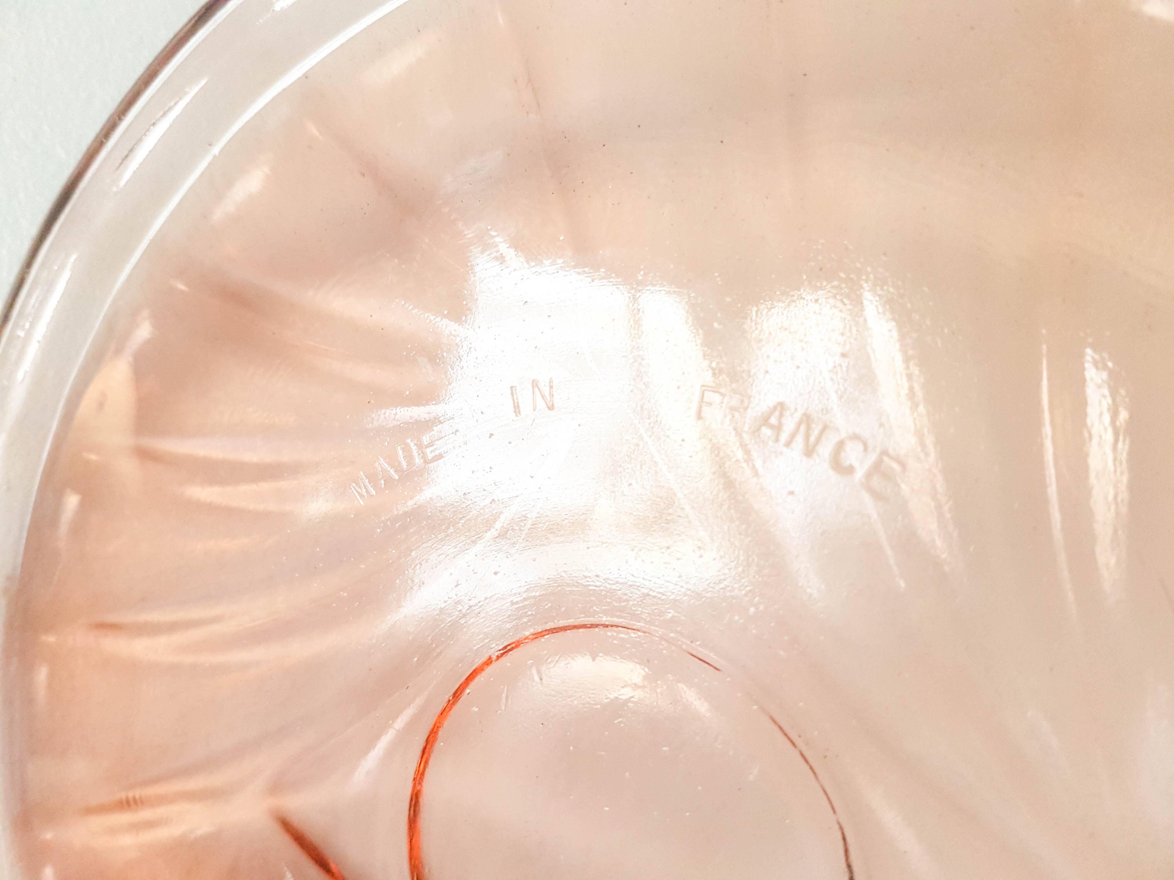 Vintage pink glass dish ART DECO style 1950