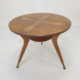 Italian wooden coffee table with brass feet 1960's