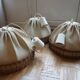 3 70s pendant lights - fabric and rattan