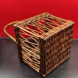 Antique Wicker Basket 4 Bottle Basket Good Condition 23 x 23 x 39 cm