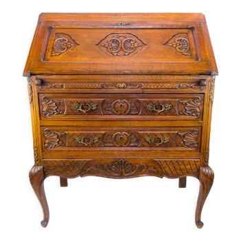 Louis xv style carved oak secretary 1920s