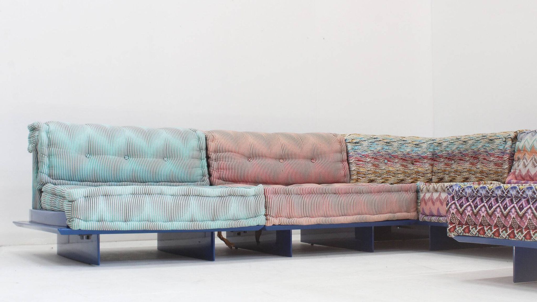 Roche Bobois Mah Jong sofa Missoni design by Hans Hopfer with platform