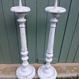Paire de bougeoirs/ chandeliers anciens en bois