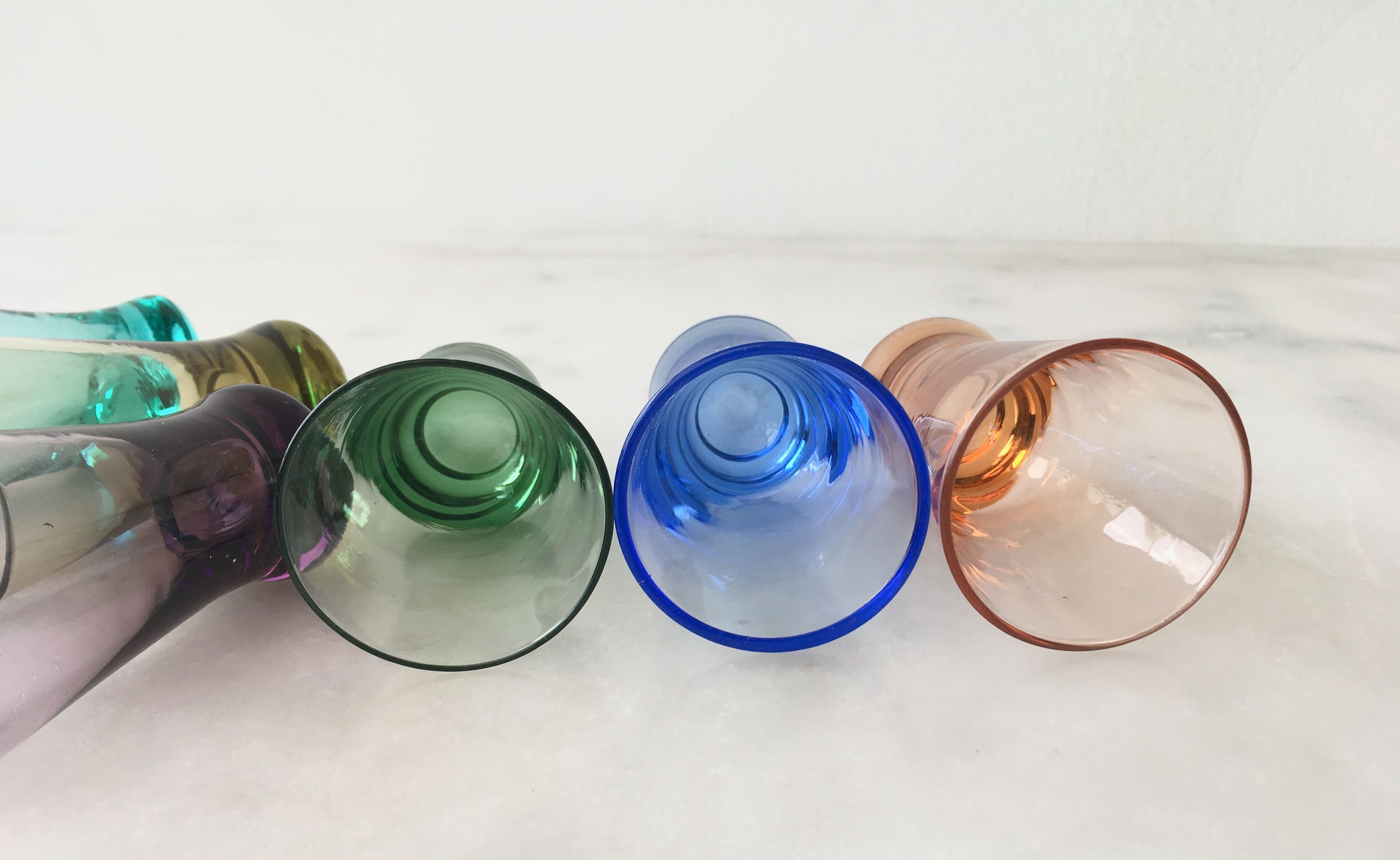 Set of 6 colored alcohol glasses