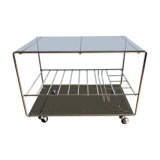 Glass and chrome wheeled vinyl holder