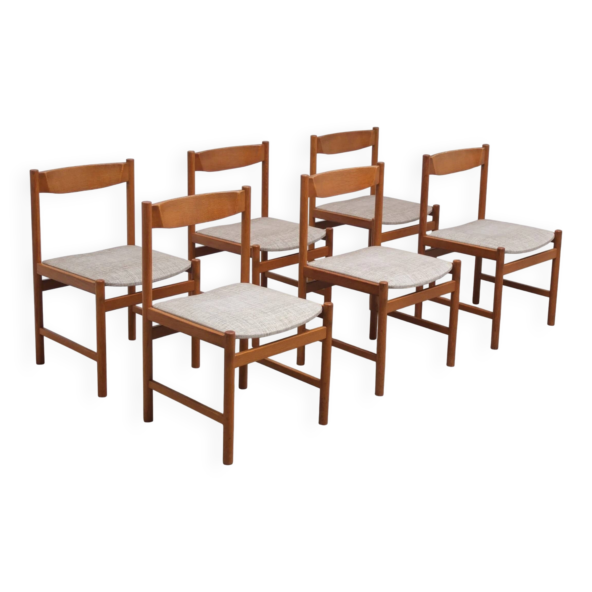Set of 6 dining chairs in oak by Meubelatelier Vanda Watervliet, 1960s