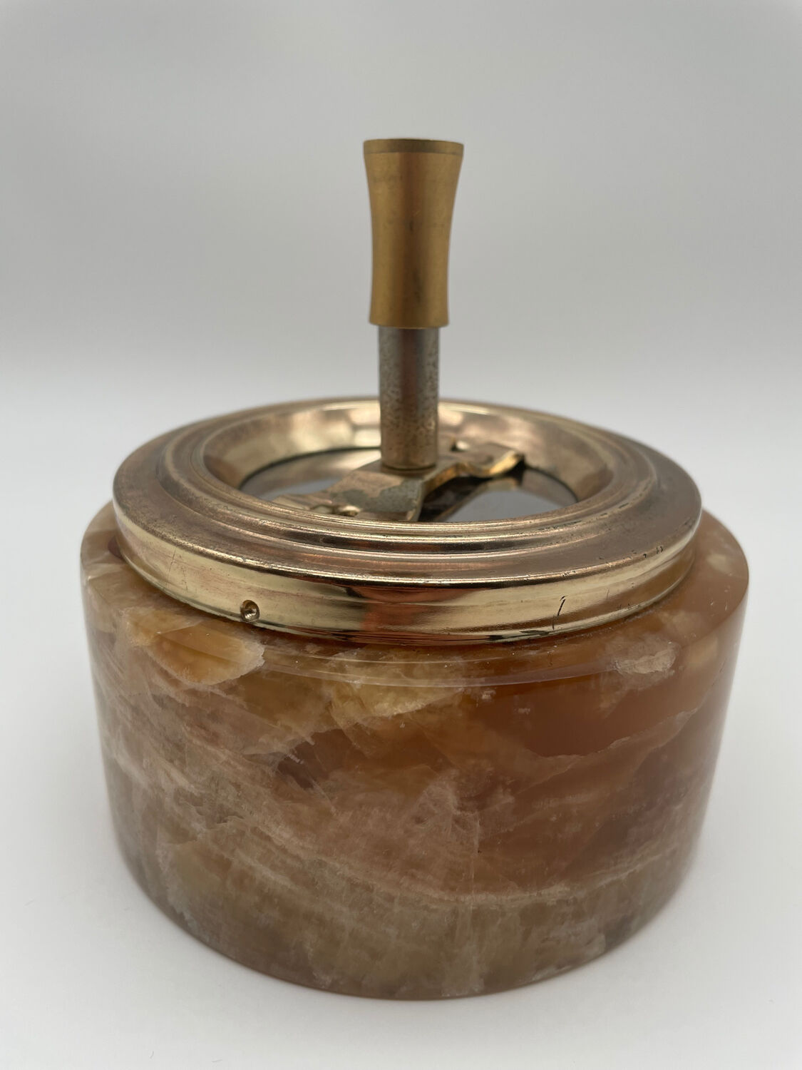 Vintage onyx and gold pusher ashtray