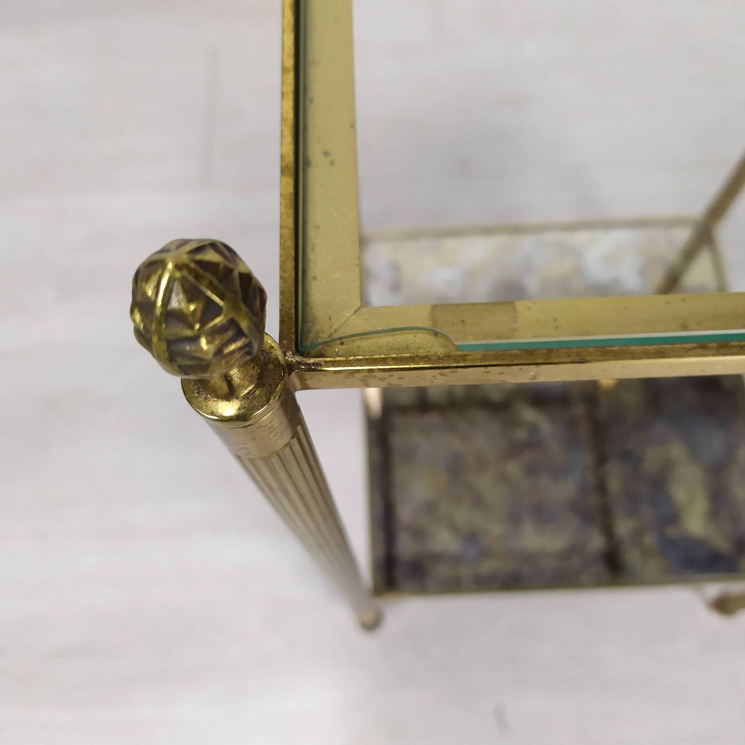 Brass glass side table