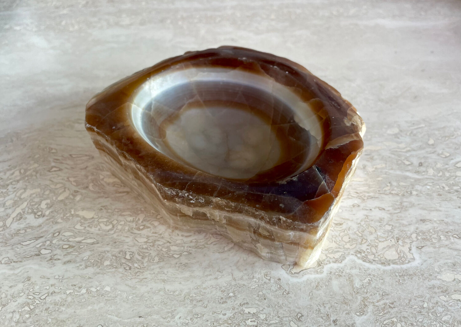 Brutalist vintage onyx marble ashtray