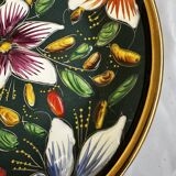 Ceramic and enamel dish with floral decoration by Hubert Béquet