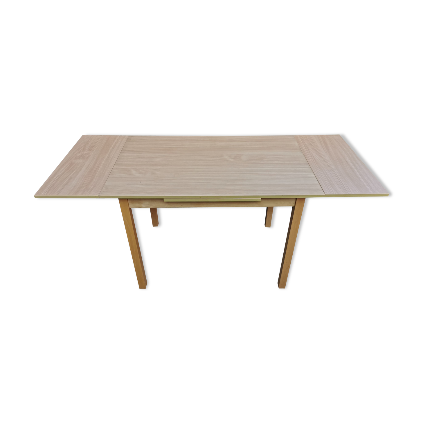 Beech table with extension cords
