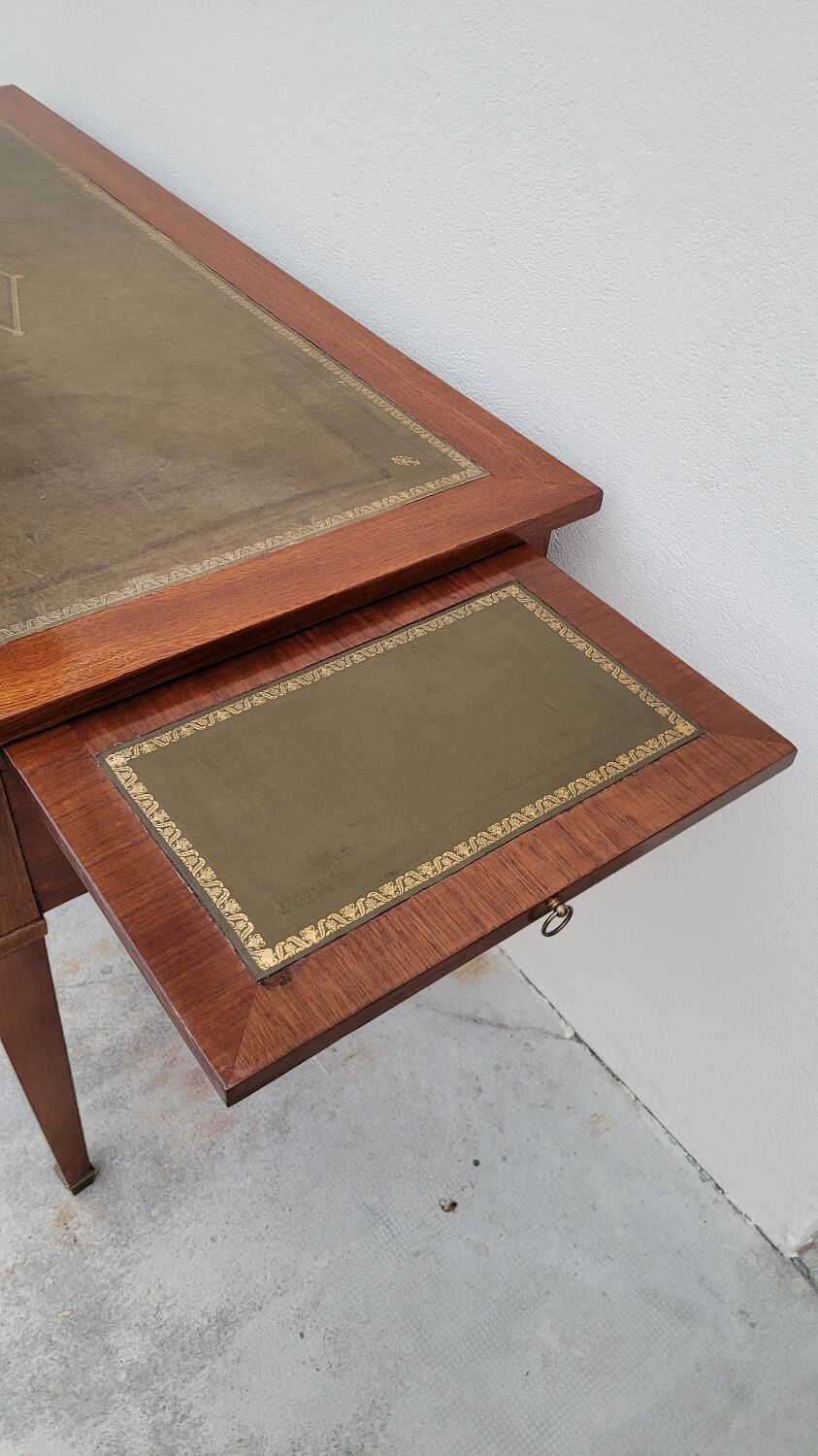 Louis XVI style flat desk in 19th century mahogany