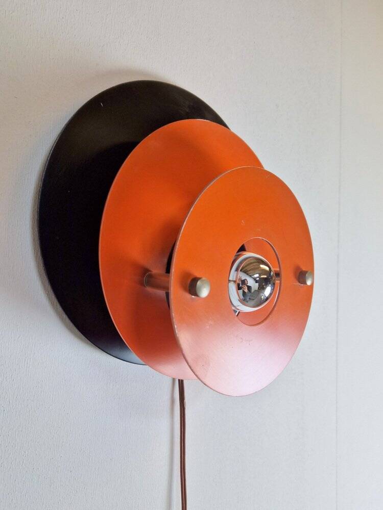 Mid-Century Metal Discus Wall Lamp attributed to Herda, 1960s