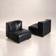 Modular black leather sofa '9000' by Tito Agnoli