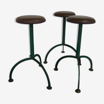 Set of 3 Industrial heavy weight bar stools