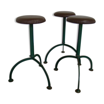 Set of 3 Industrial heavy weight bar stools