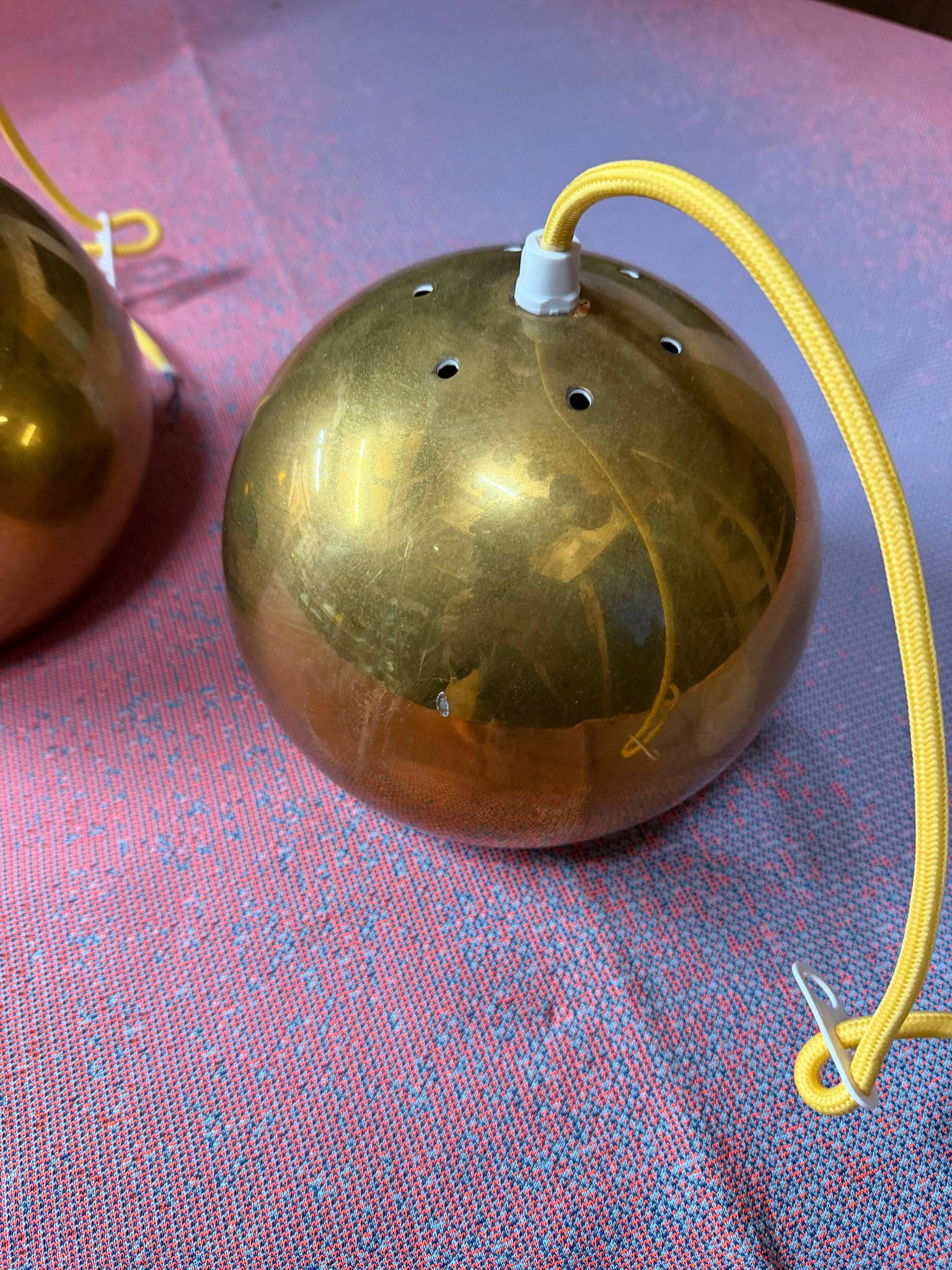 Set of 2 vintage Danish brass design pendant - Louis Poulsen Topan style
