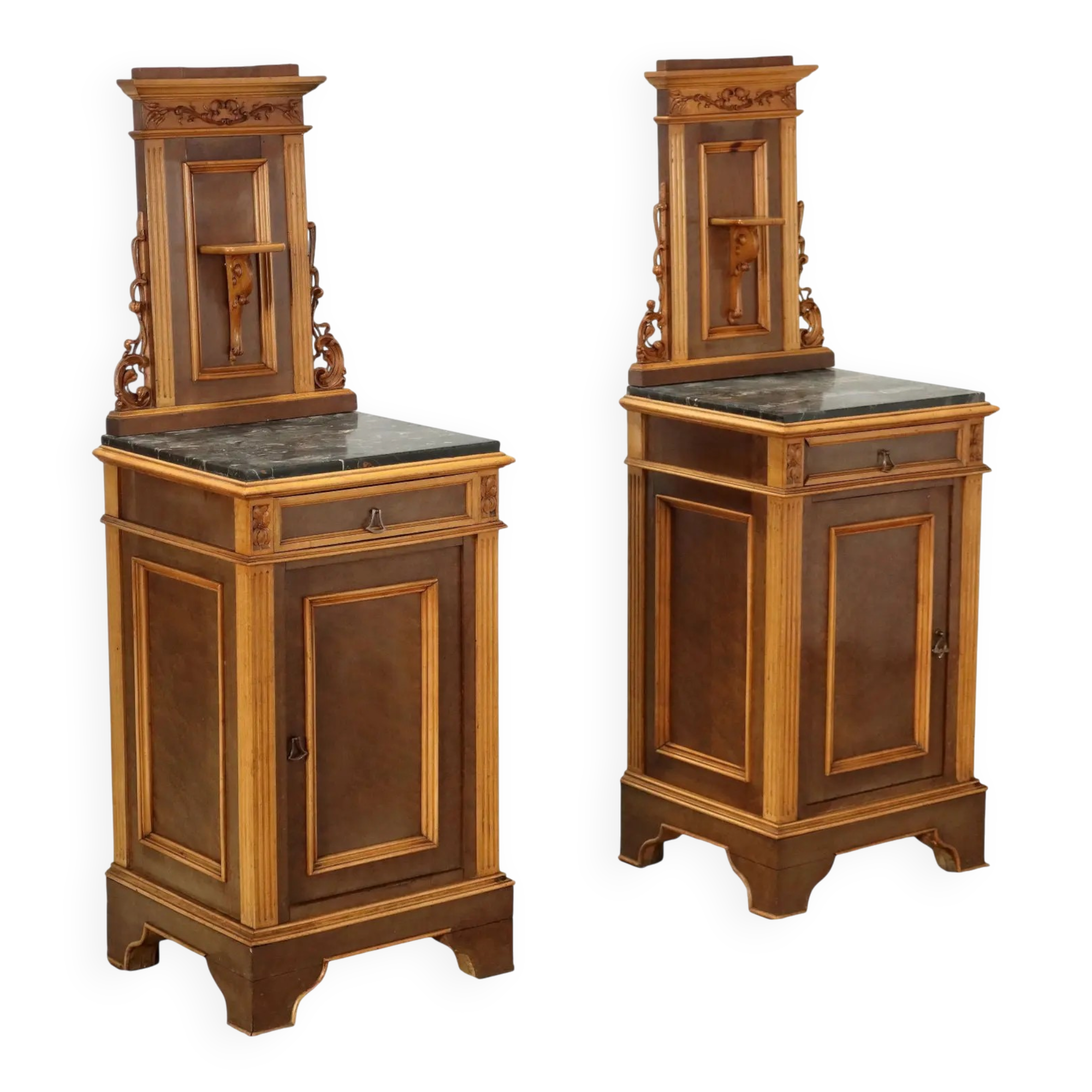 Antique Art Nouveau bedside tables Italy 19th Century