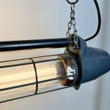 Large Grey Soviet Industrial Hanging Tube Light, 1970s