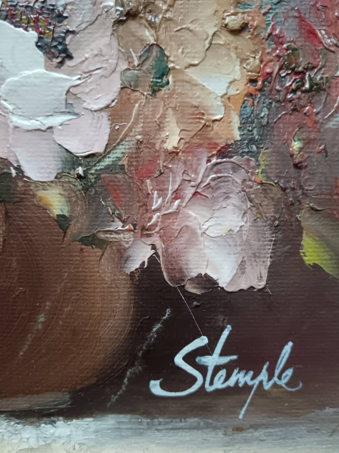 Oil of a bouquet and its lovely frame