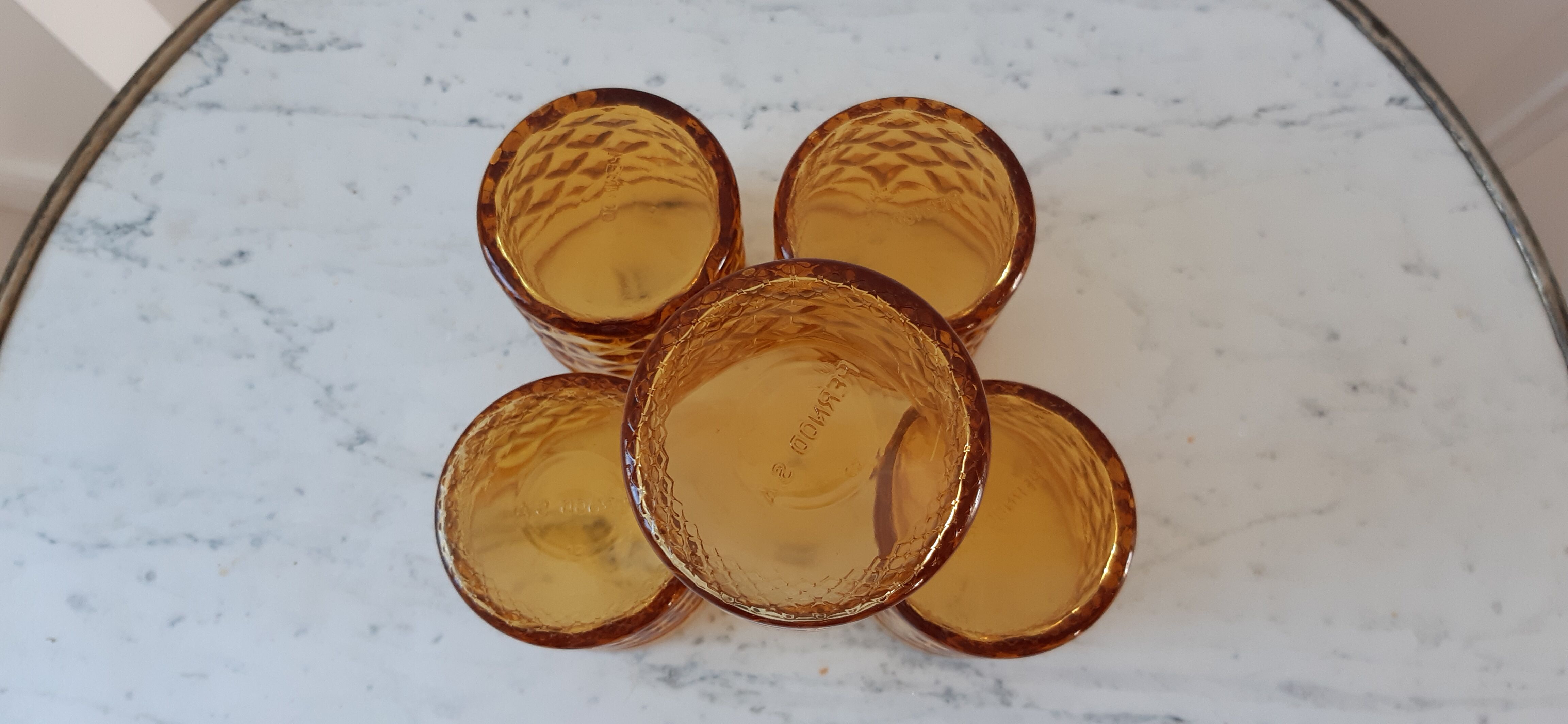 Set of 5 amber whisky glasses 70s