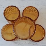 Set of 5 amber whisky glasses 70s