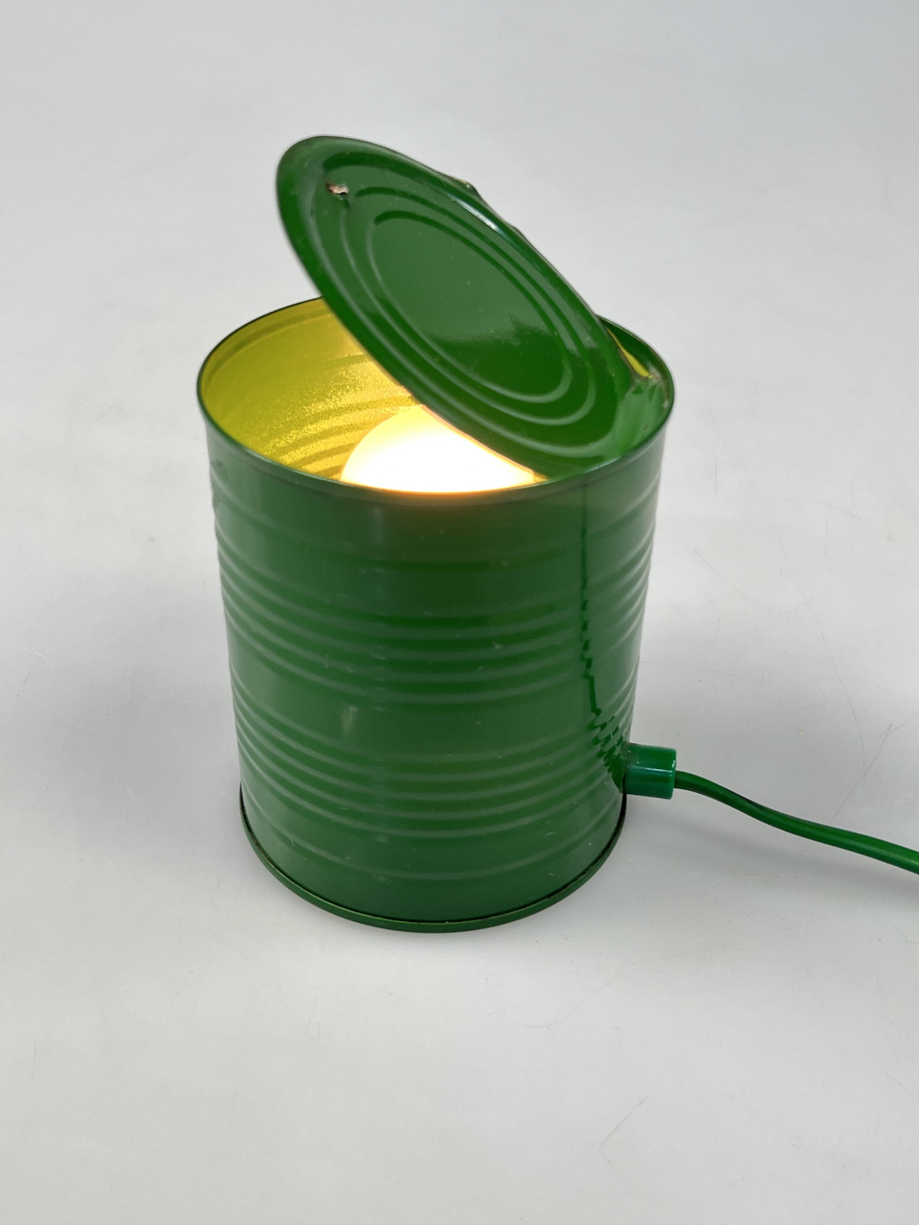 Vintage Green Tin Can Lamp, Ad Van Berlo, Vrieland Design, 1980s