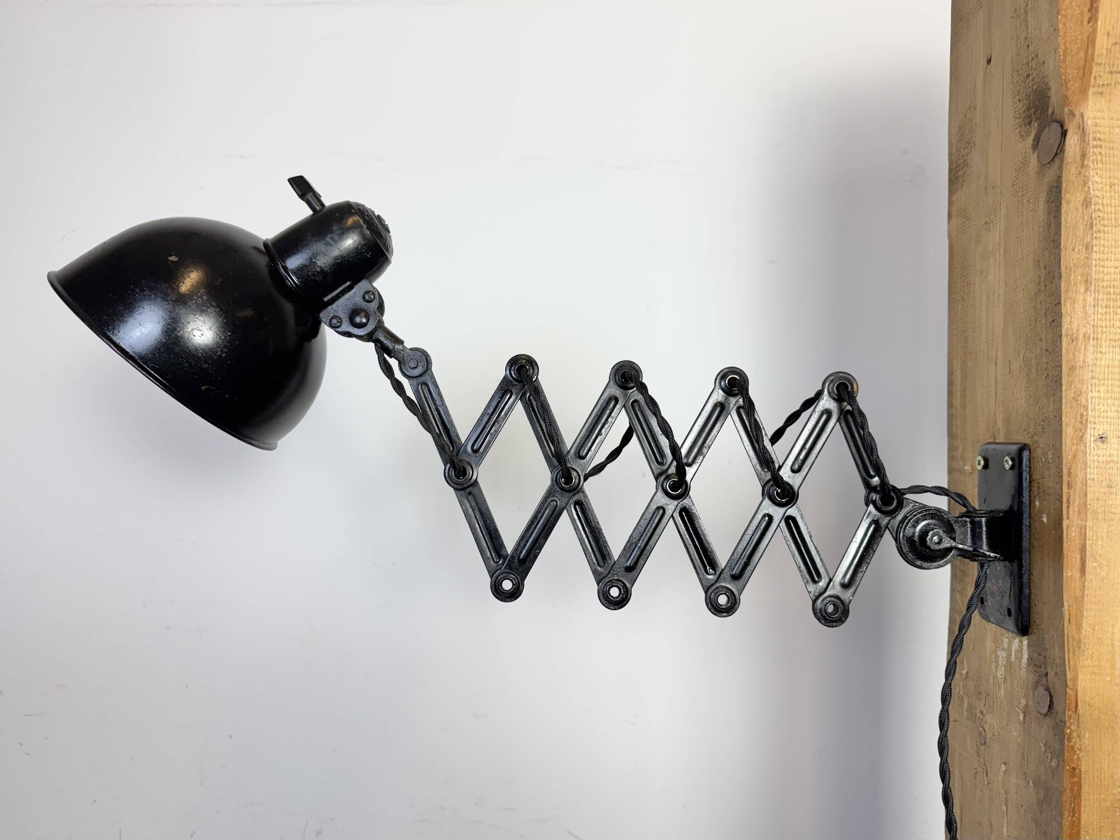 Black Industrial Bauhaus Scissor Wall Lamp from Kaiser Idell, 1930s