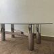 Table basse métal chromé verre fumé années 70