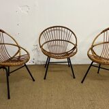 Rattan armchairs feet metal