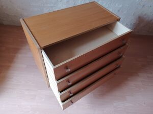 Vintage light wood chest of drawers from the 1970s.