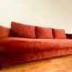 Terracotta convertible velvet sofa