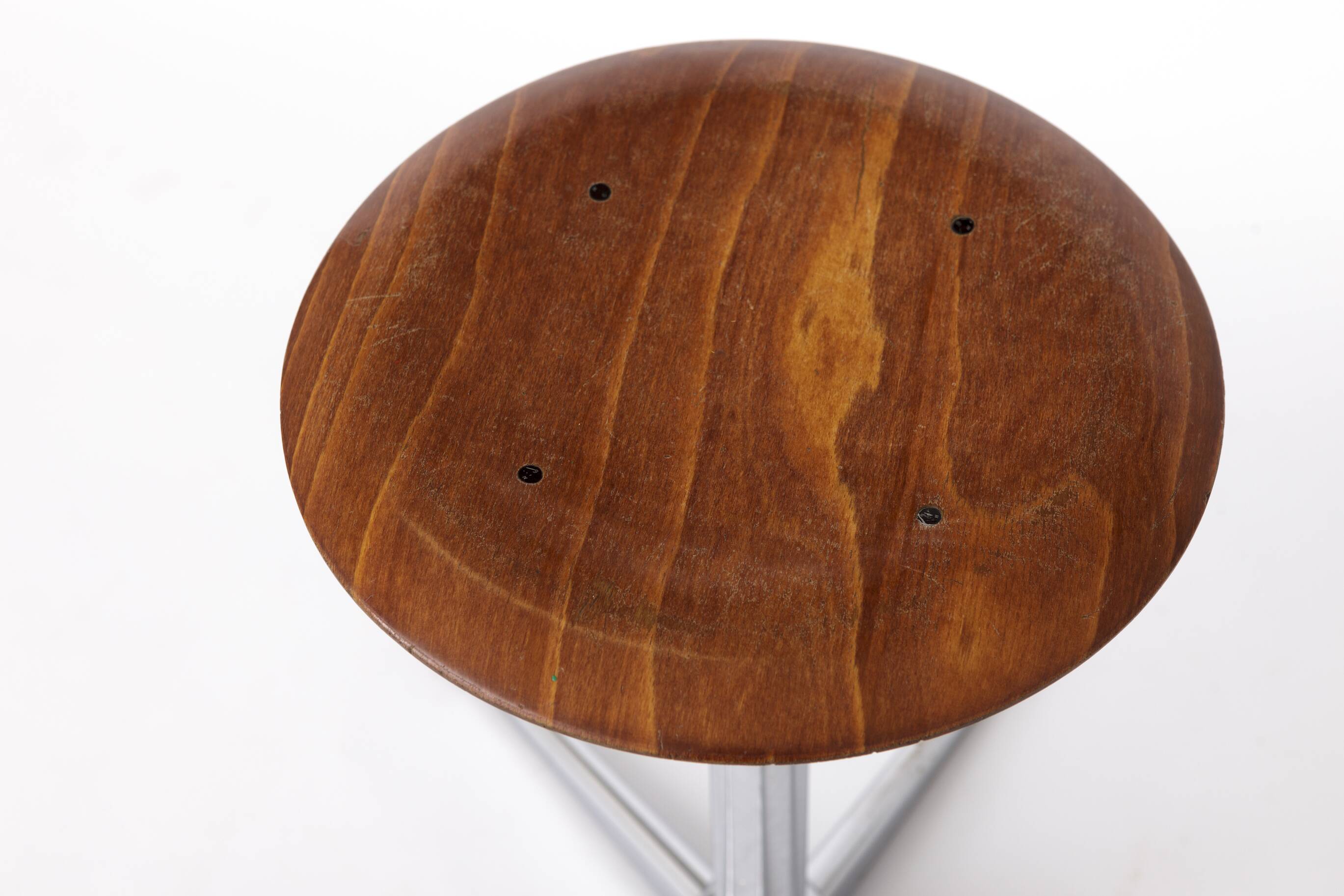 Set of 4 Vintage Industrial Stools 1970s, Chrome Adjustable Stools