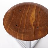 Set of 4 Vintage Industrial Stools 1970s, Chrome Adjustable Stools