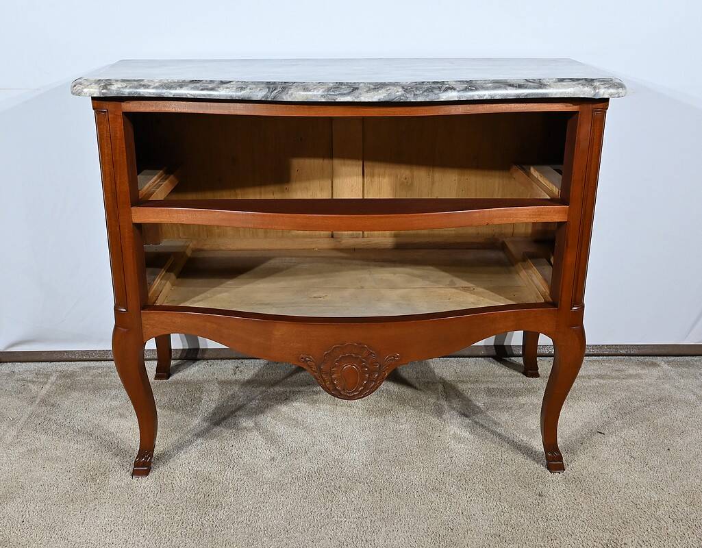 Sauteuse chest of drawers in solid mahogany, Louis XV style – Late 19th century