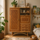 Rattan wardrobe with tapered legs from the 1960s.