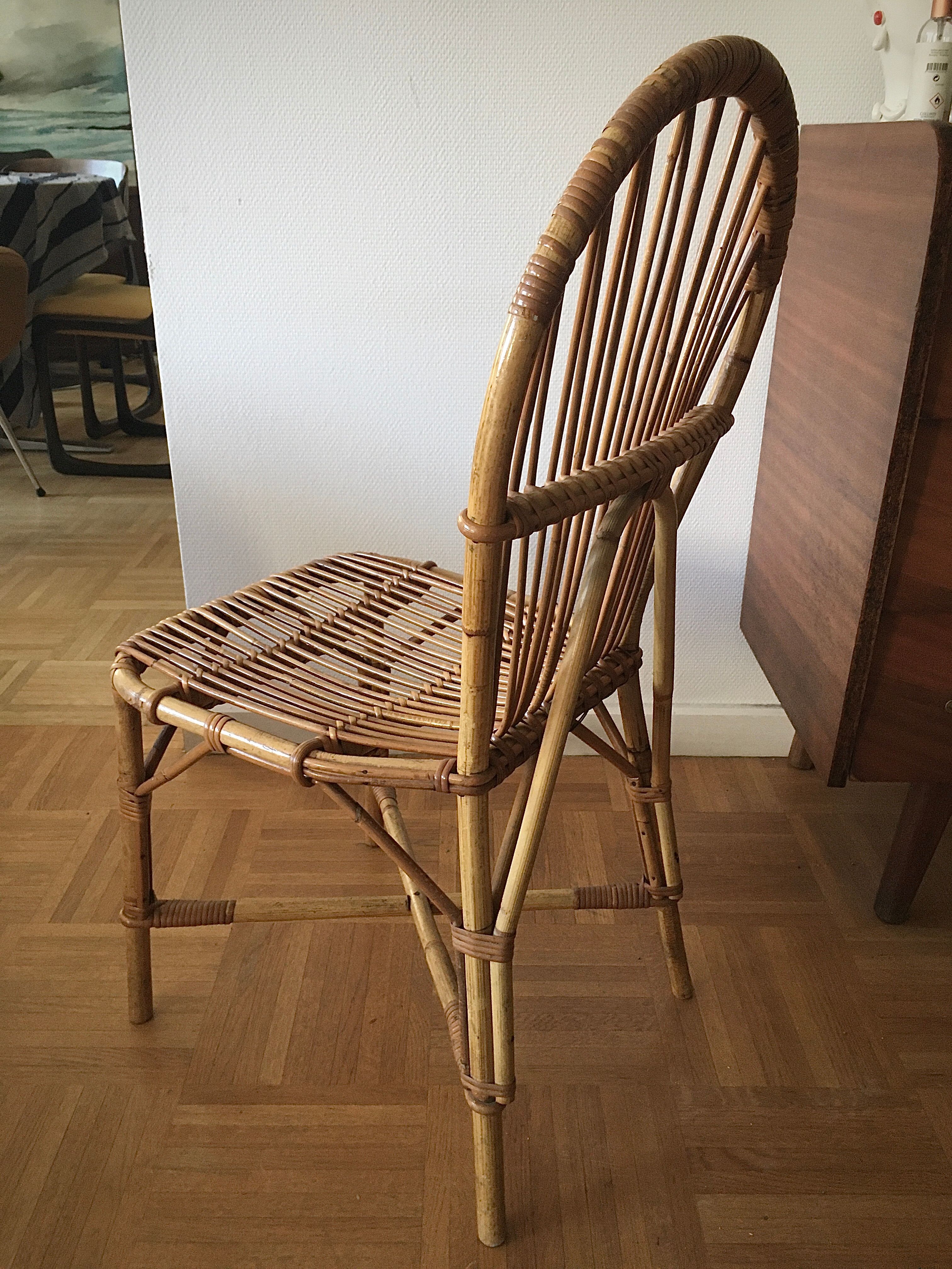 Rattan chair by Audoux and Minet