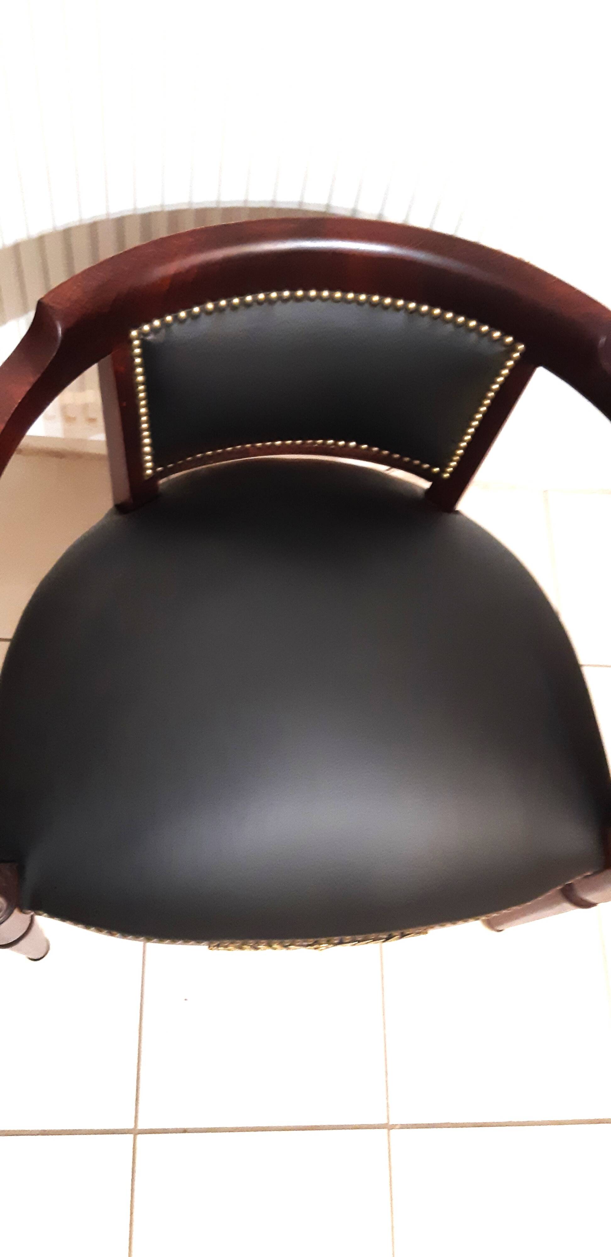 Louis XVI style office chair, mahogany, late 19th century, restored to new condition