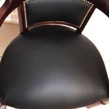 fauteuil de bureau style Louis XVI, acajou ,fin XIXè restauré à neuf